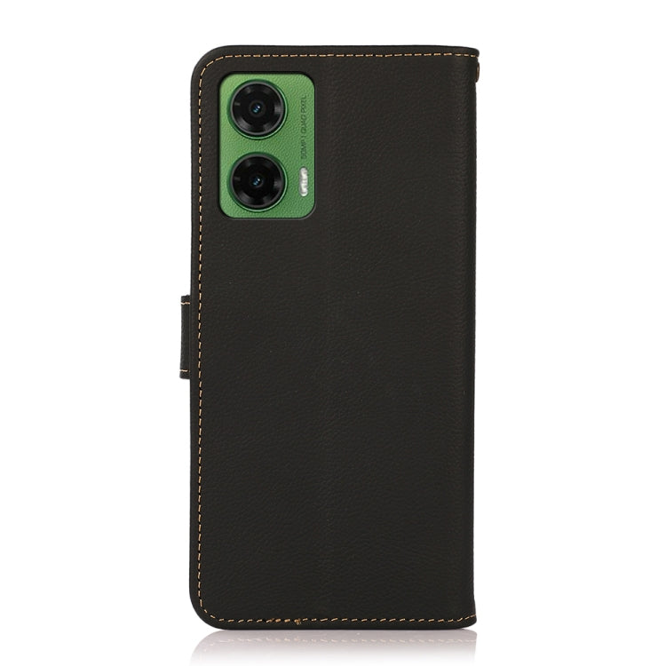 For Motorola Moto G35 KHAZNEH Custer Genuine Leather RFID Phone Case(Black)