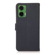 For Motorola Moto G35 KHAZNEH Custer Genuine Leather RFID Phone Case(Blue)