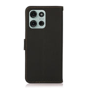 For Motorola Moto G75 5G KHAZNEH Custer Genuine Leather RFID Phone Case(Black)