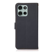 For Motorola Moto G75 5G KHAZNEH Custer Genuine Leather RFID Phone Case(Blue)