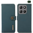 For Motorola Moto G15 4G KHAZNEH Custer Genuine Leather RFID Phone Case(Green) - Motorola Cases by PMC TechLife | Online Shopping South Africa | PMC TechLife | Buy Now Pay Later Mobicred