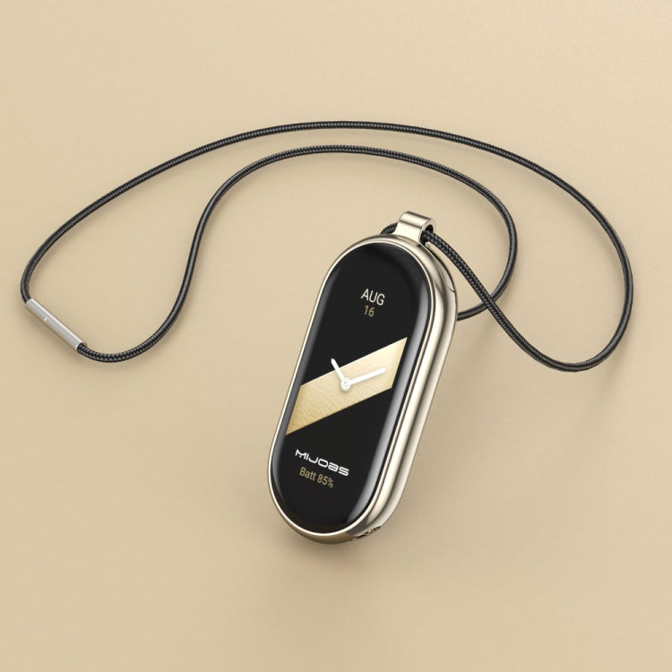For Xiaomi Smart Band 10 / 9 / 8 Mijobs Stainless Steel Buckle Wax Rope Necklace(Black+Light Gold)