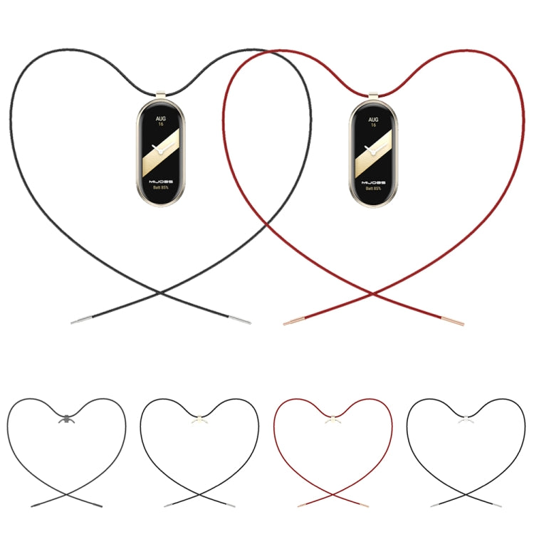 For Xiaomi Smart Band 10 / 9 / 8 Mijobs Stainless Steel Buckle Wax Rope Necklace(Black+Light Gold)