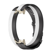 For Xiaomi Mi Band 8 / 9 / 9 NFC Mijobs Double-Loop Leather Watch Band(Black+White+Light Gold)