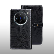 For vivo X100 Pro idewei Crocodile Texture Leather Phone Case(Black)