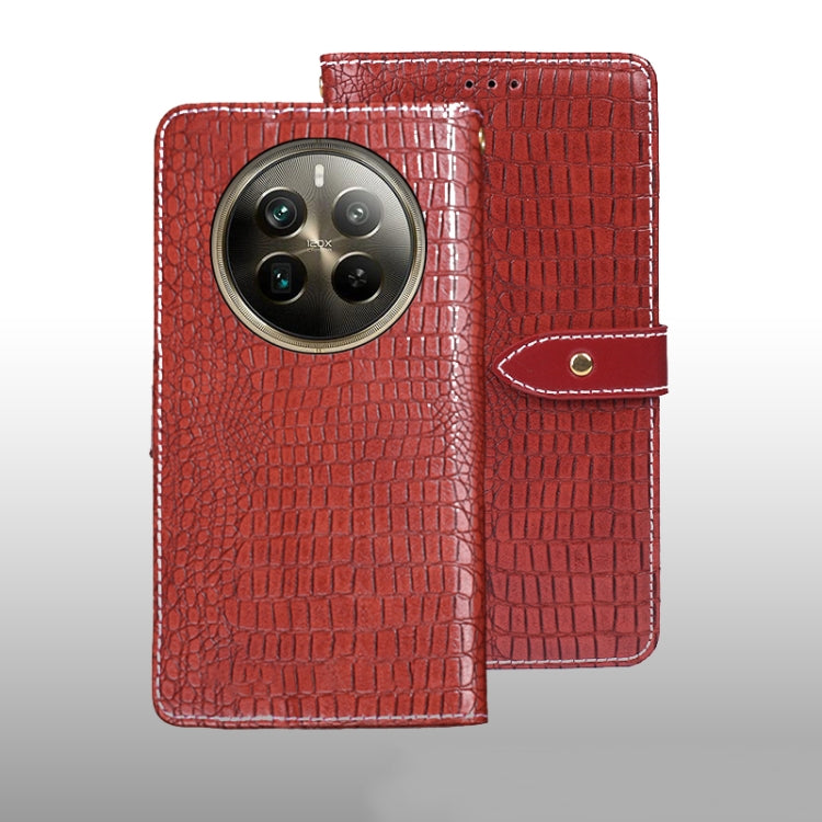 For Realme 12 Pro+ idewei Crocodile Texture Leather Phone Case(Red)