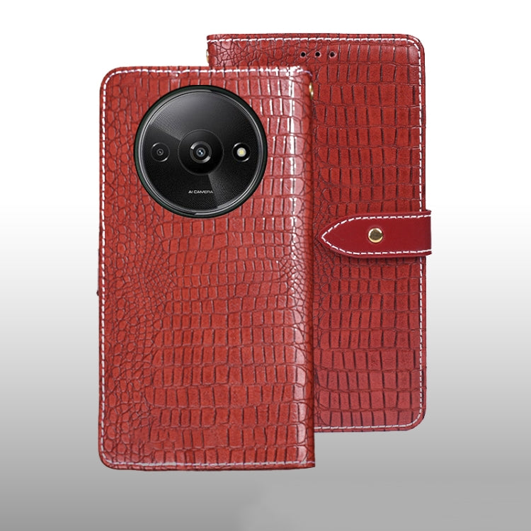 For Xiaomi Redmi A3 4G idewei Crocodile Texture Leather Phone Case(Red)
