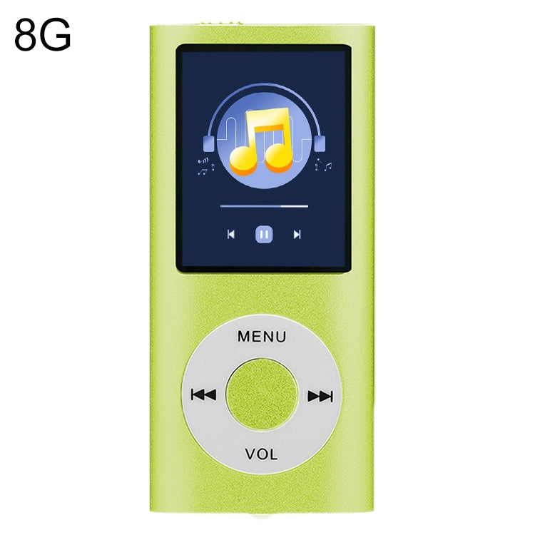 1.8 inch TFT Screen Metal MP4 Player With 8G TF Card+Earphone+Cable(Green)