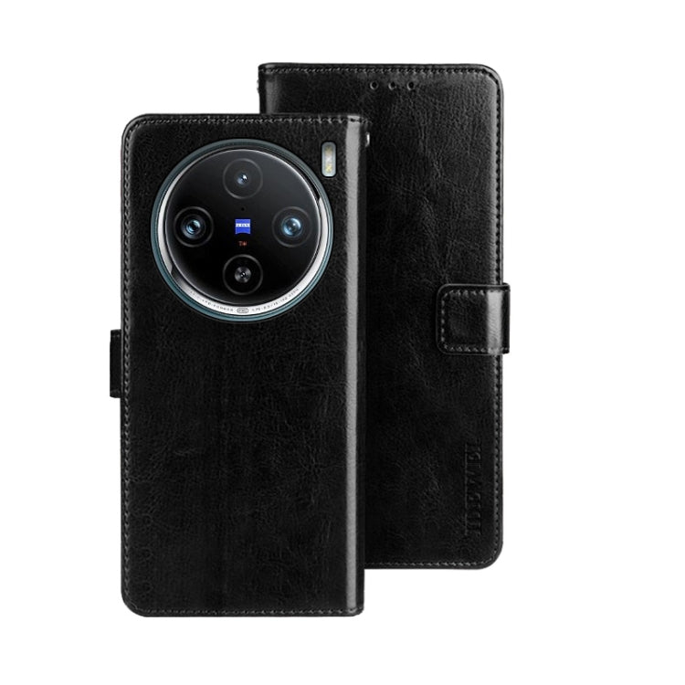 For vivo X100 Pro idewei Crazy Horse Texture Leather Phone Case(Black)