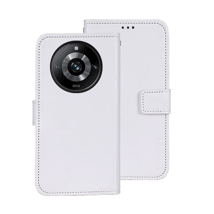 For Realme 11 Pro idewei Crazy Horse Texture Leather Phone Case with Holder(White)