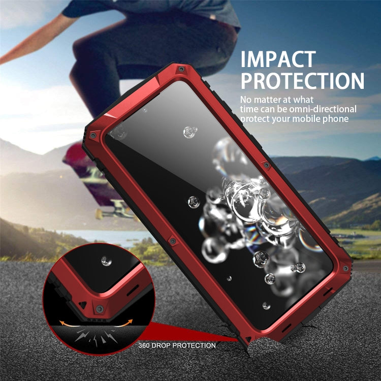 For Samsung Galaxy S20 Plus R-JUST Water-resistant Shockproof Dustproof Metal + Silicone Protective Case(Red)