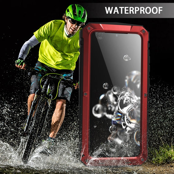 For Samsung Galaxy S20 Plus R-JUST Water-resistant Shockproof Dustproof Metal + Silicone Protective Case(Red)