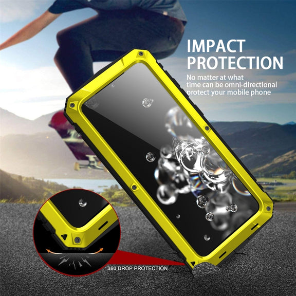 For Samsung Galaxy S20 Plus R-JUST Water-resistant Shockproof Dustproof Metal + Silicone Protective Case(Yellow)