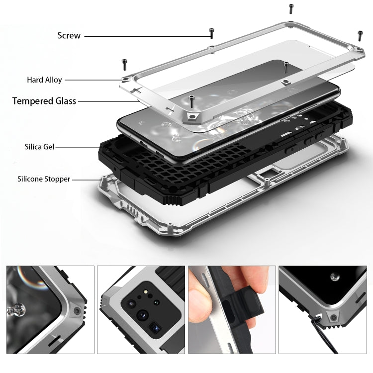 For Samsung Galaxy S20 Plus R-JUST Water-resistant Shockproof Dustproof Metal + Silicone Protective Case(Silver)