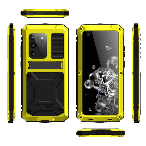 For Samsung Galaxy S20 Ultra R-JUST Water-resistant Shockproof Dustproof Metal + Silicone Protective Case(Yellow)