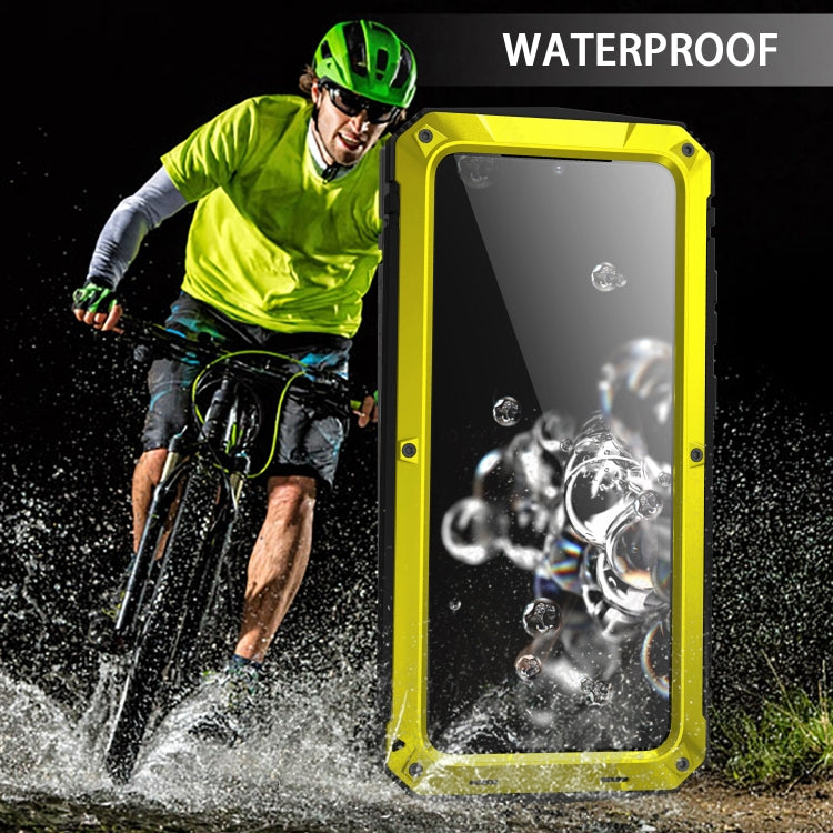 For Samsung Galaxy S20 Ultra R-JUST Water-resistant Shockproof Dustproof Metal + Silicone Protective Case(Yellow)