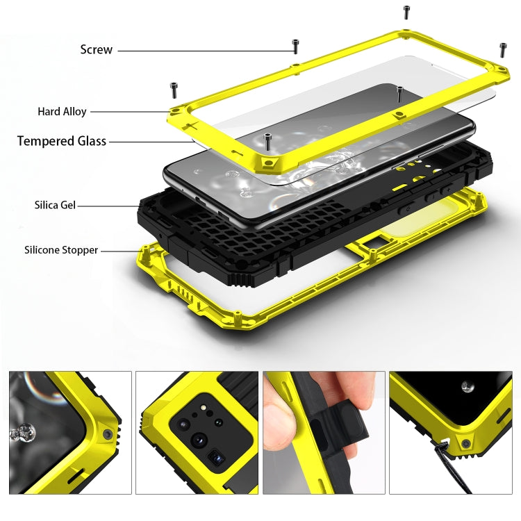 For Samsung Galaxy S20 Ultra R-JUST Water-resistant Shockproof Dustproof Metal + Silicone Protective Case(Yellow)
