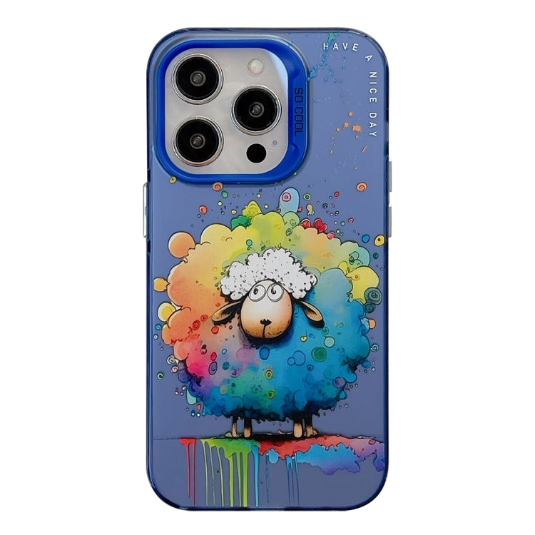 For iPhone 16 Pro Animal Pattern Oil Painting Series PC + TPU Phone Case(Sheep)