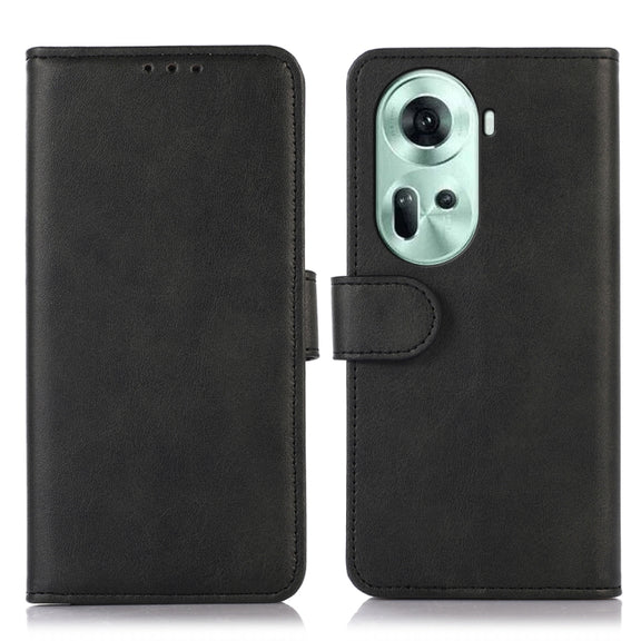 For OPPO Reno11 5G Global Cow Texture Flip Leather Phone Case(Black)