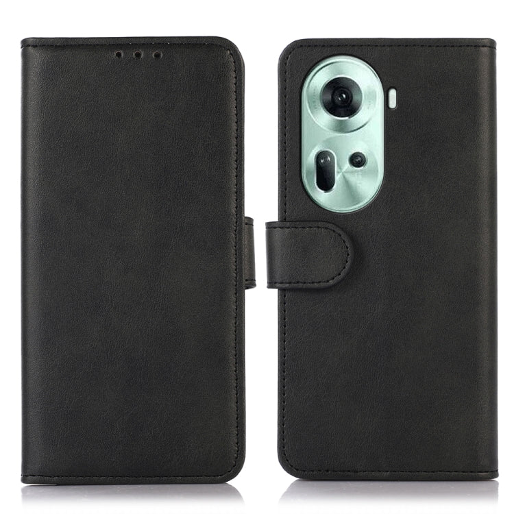 For OPPO Reno11 5G Global Cow Texture Flip Leather Phone Case(Black)