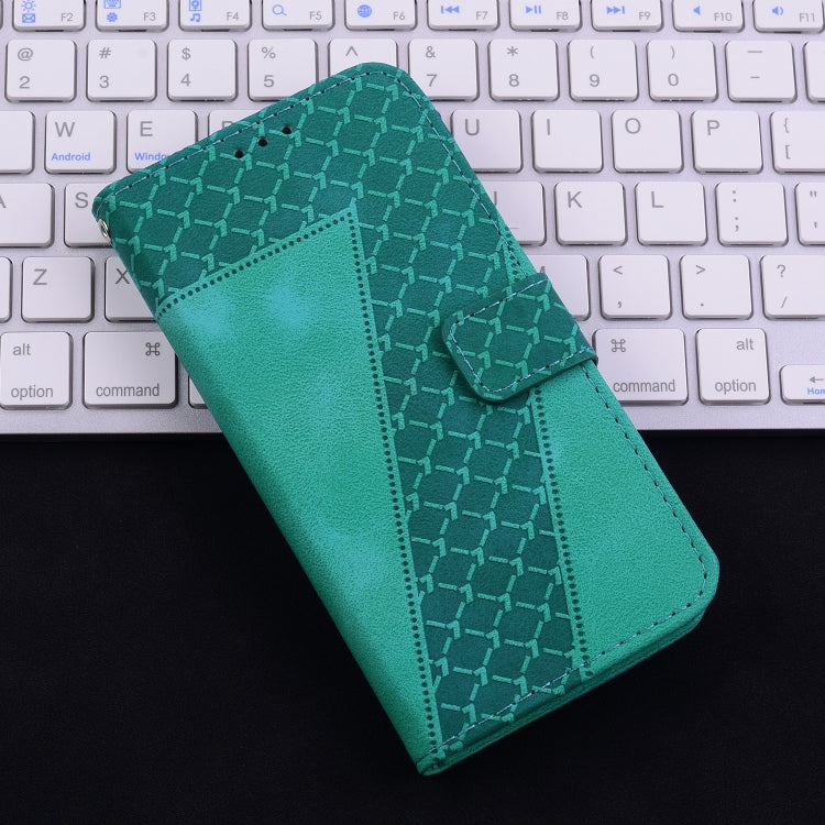 For iPhone 16 Pro Max Seven-shaped Embossed Leather Phone Case(Green)