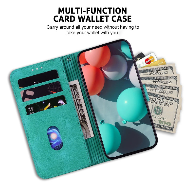 For iPhone 16 Pro Max Seven-shaped Embossed Leather Phone Case(Green)
