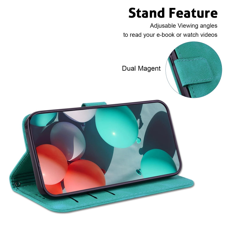 For iPhone 16 Pro Max Seven-shaped Embossed Leather Phone Case(Green)