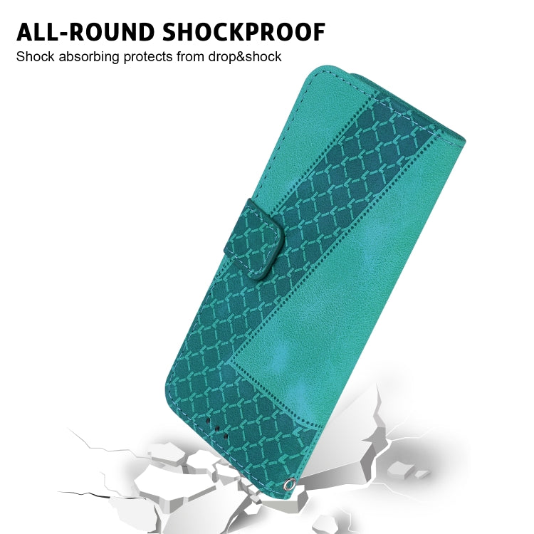 For iPhone 16 Pro Max Seven-shaped Embossed Leather Phone Case(Green)