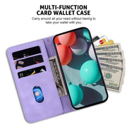 For iPhone 16 Pro Seven-shaped Embossed Leather Phone Case(Purple)