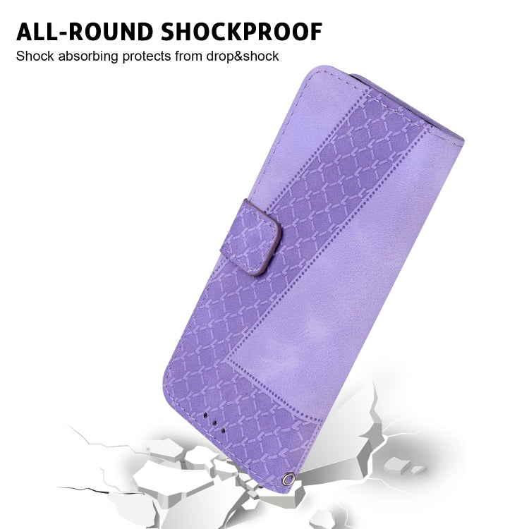 For iPhone 16 Pro Seven-shaped Embossed Leather Phone Case(Purple)