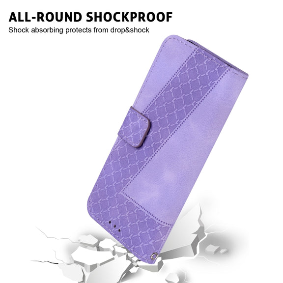 For iPhone 16 Pro Seven-shaped Embossed Leather Phone Case(Purple)