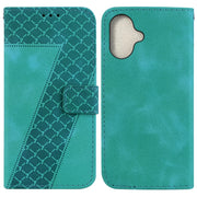 For iPhone 16 Seven-shaped Embossed Leather Phone Case(Green)