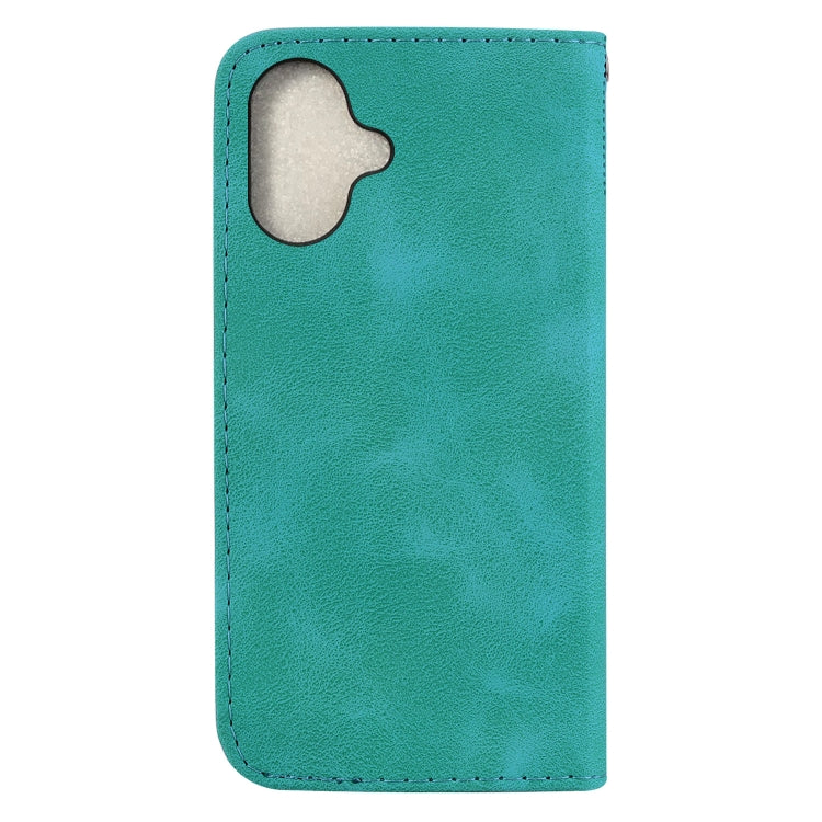 For iPhone 16 Seven-shaped Embossed Leather Phone Case(Green)
