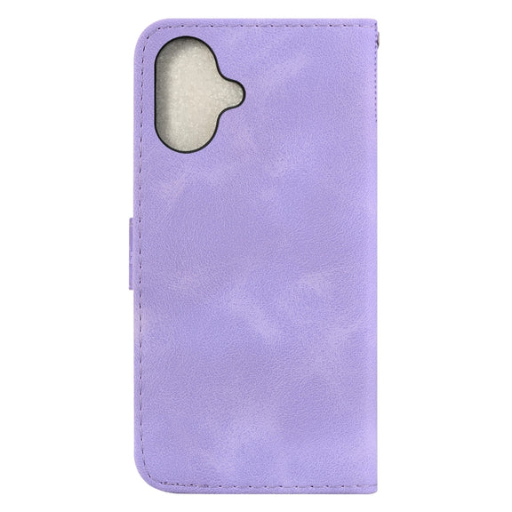 For iPhone 16 Seven-shaped Embossed Leather Phone Case(Purple)