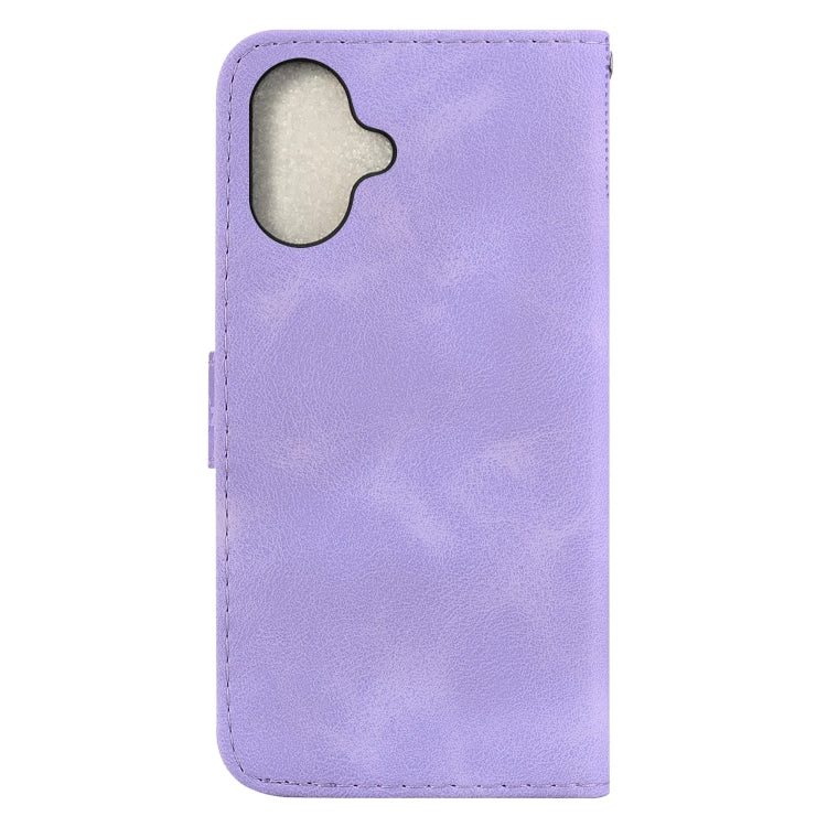 For iPhone 16 Seven-shaped Embossed Leather Phone Case(Purple)