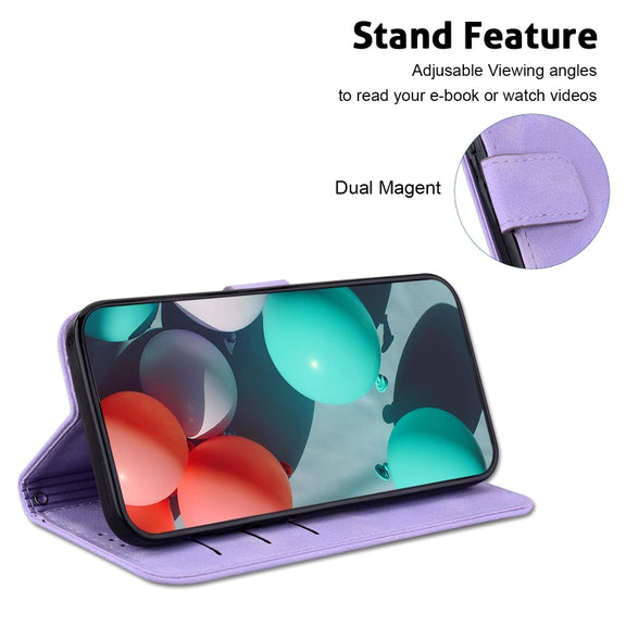 For iPhone 16 Seven-shaped Embossed Leather Phone Case(Purple)
