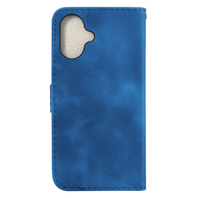 For iPhone 16 Seven-shaped Embossed Leather Phone Case(Blue)