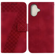 For iPhone 16 Seven-shaped Embossed Leather Phone Case(Red)
