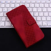 For iPhone 16 Seven-shaped Embossed Leather Phone Case(Red)