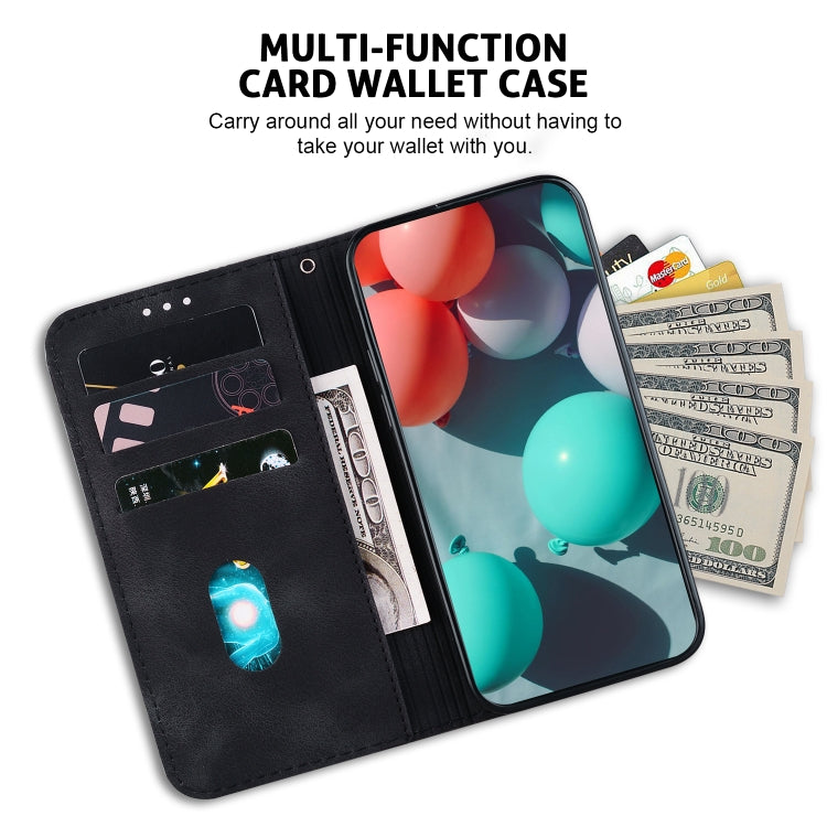 For iPhone 16 Seven-shaped Embossed Leather Phone Case(Black)