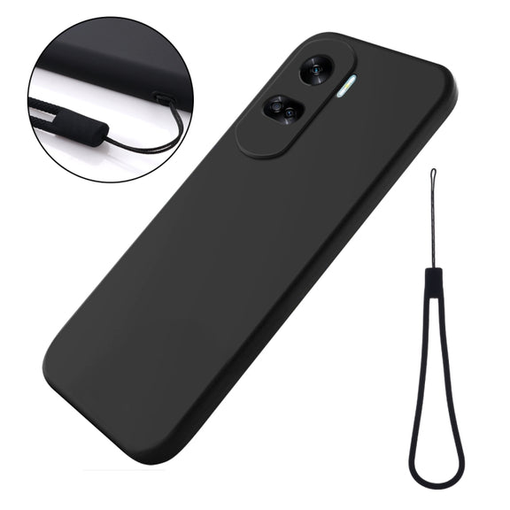 For Honor 90 Lite / X50i Pure Color Liquid Silicone Shockproof Phone Case(Black)