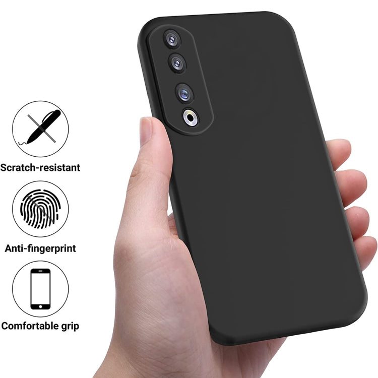 For Honor 90 Pro Solid Color Liquid Silicone Dropproof Full Coverage Phone Case(Black)