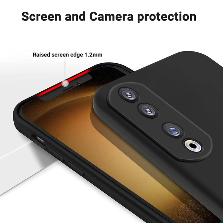 For Honor 90 Pro Solid Color Liquid Silicone Dropproof Full Coverage Phone Case(Black)