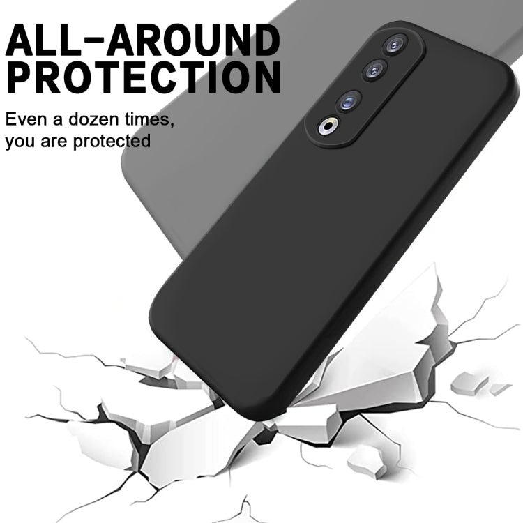 For Honor 90 Pro Solid Color Liquid Silicone Dropproof Full Coverage Phone Case(Black)