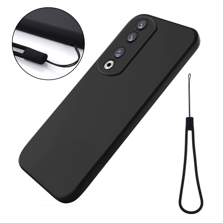 For Honor 90 Pro Solid Color Liquid Silicone Dropproof Full Coverage Phone Case(Black)