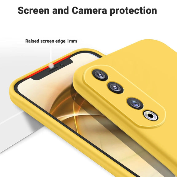 For Honor 90 Pro Pure Color Liquid Silicone Shockproof Phone Case(Yellow)