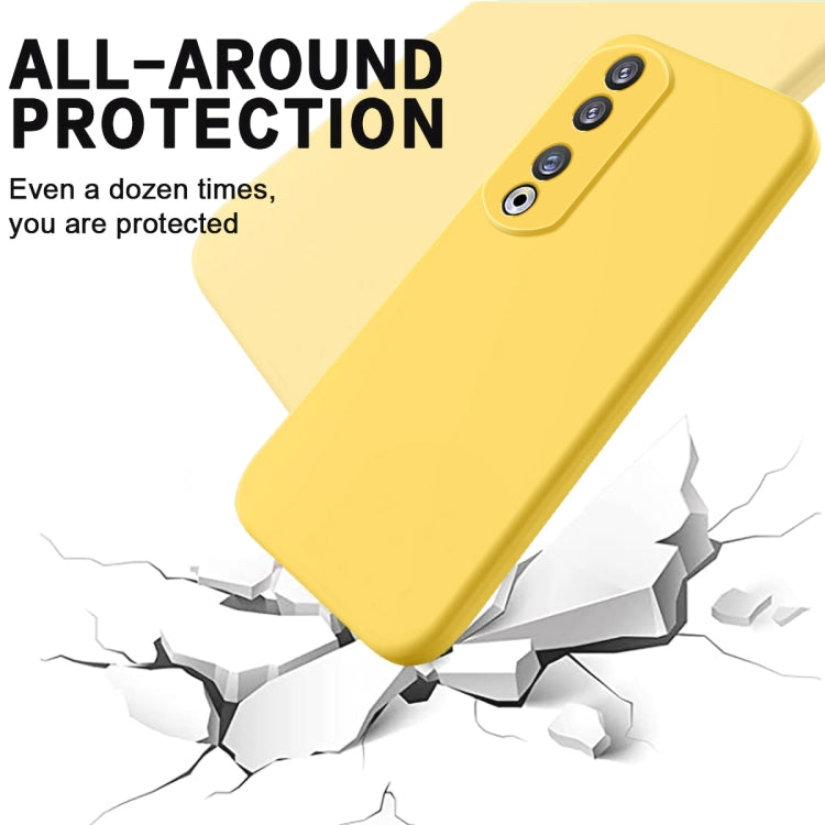 For Honor 90 Pro Pure Color Liquid Silicone Shockproof Phone Case(Yellow)