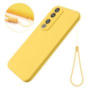 For Honor 90 Pro Pure Color Liquid Silicone Shockproof Phone Case(Yellow)