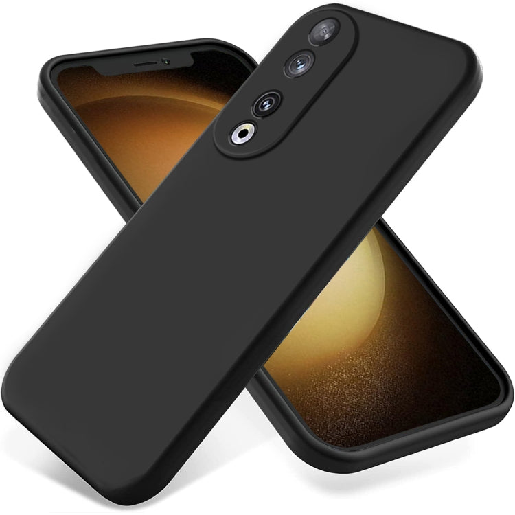 For Honor 90 Solid Color Liquid Silicone Dropproof Full Coverage Phone Case(Black)