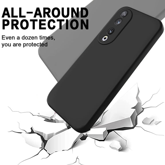 For Honor 90 Solid Color Liquid Silicone Dropproof Full Coverage Phone Case(Black)